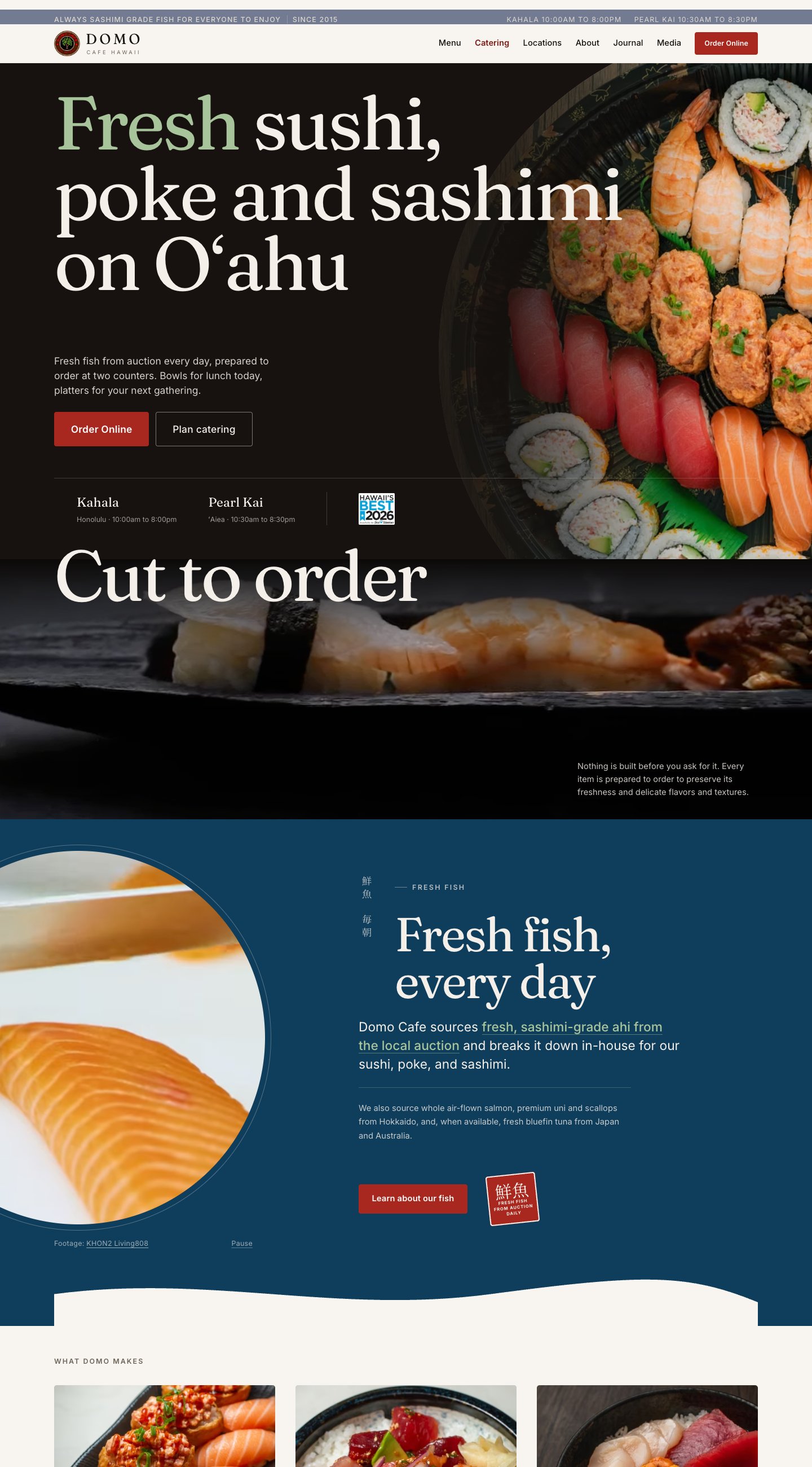 Current Domo Cafe homepage capture. Use Visit website to interact with the live website.