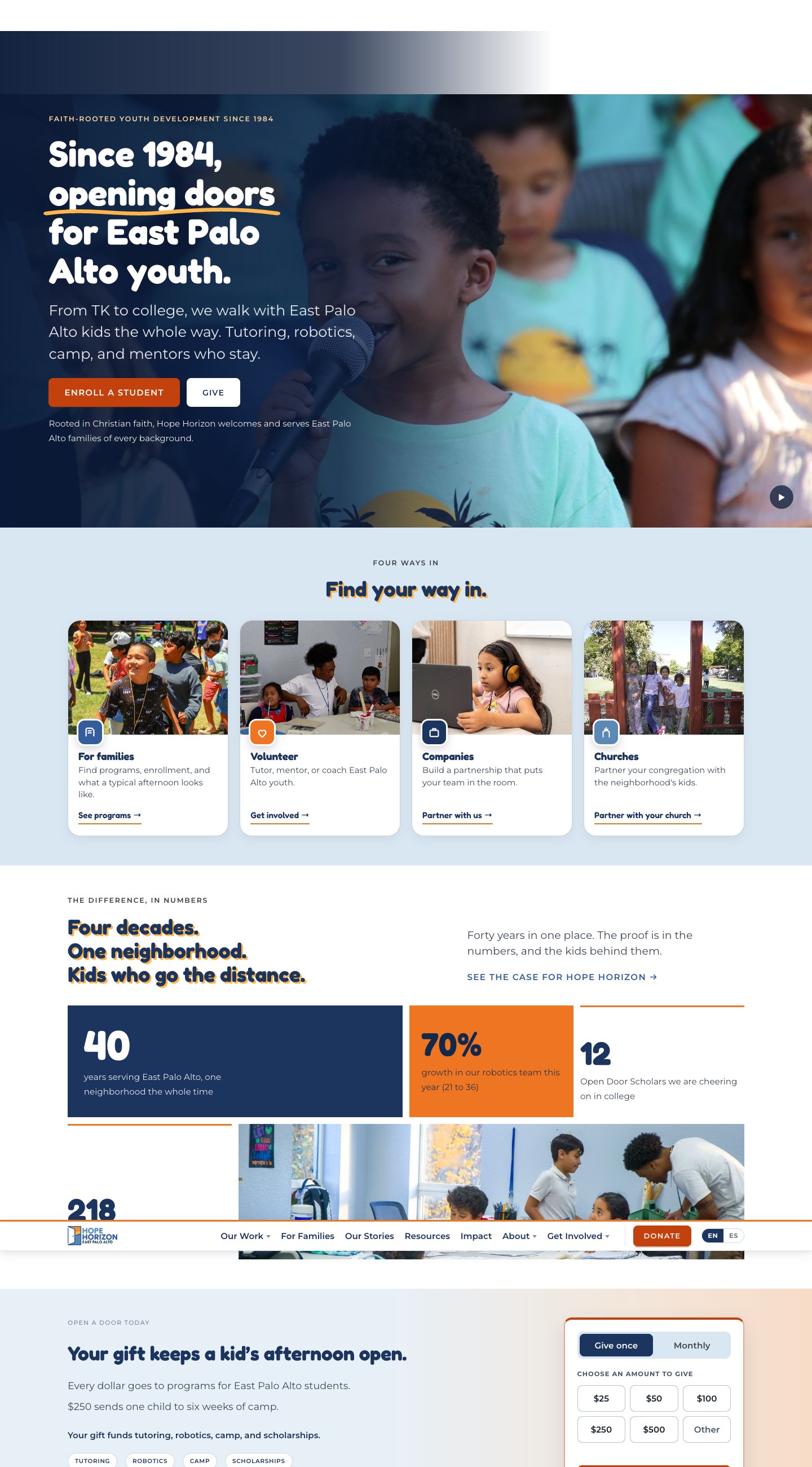 Current Hope Horizon EPA homepage capture. Use Visit website to interact with the live website.