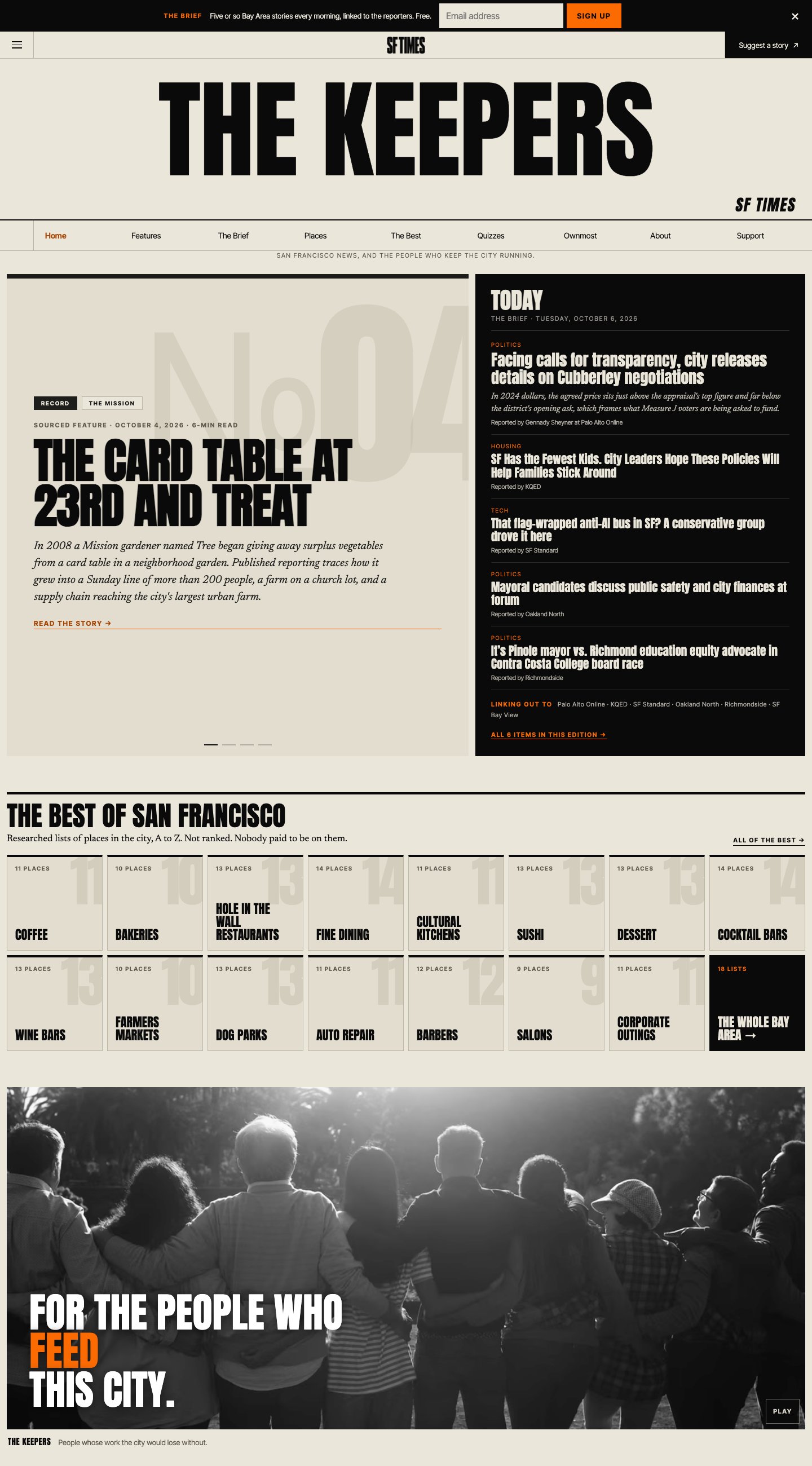 Current SF Times homepage capture. Use Visit website to interact with the live website.
